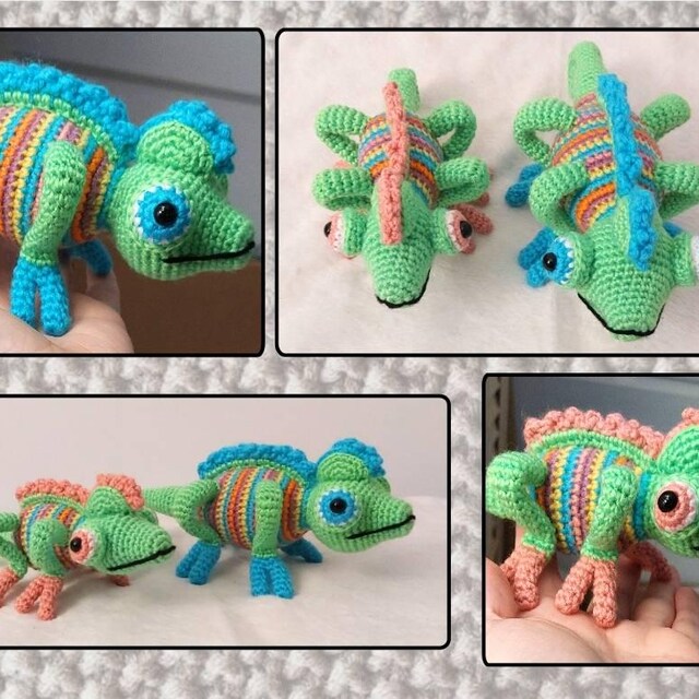 あみぐるみ カメレオン セット かぎ針編みのカメレオン、ぬいぐるみカメレオン、かぎ針編みのトカゲ