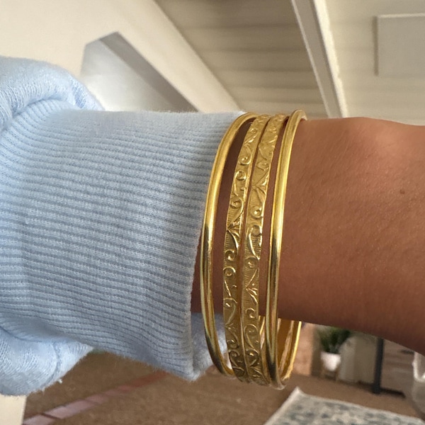 Non Tarnish Gold Bangle Bracelets - Foto 10