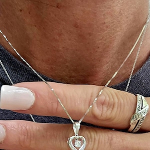 14k Solid Gold Heart Necklace, Dainty Pavé Heart Pendant