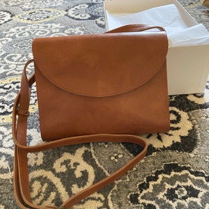 Retro Crossbody Bag Full Grain Cognac Brown Leather Postman - Etsy