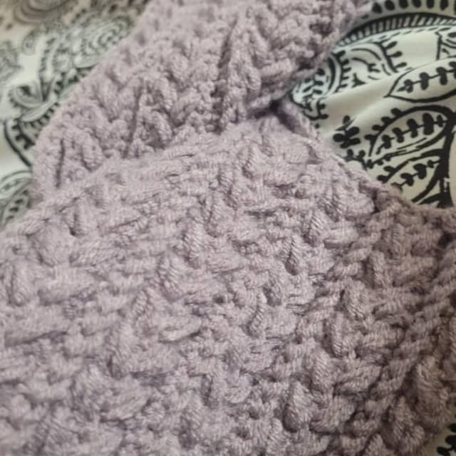 A customer's finished Winter Wheat Stitch Sweater Scarf Crochet Pattern (Digital PDF)