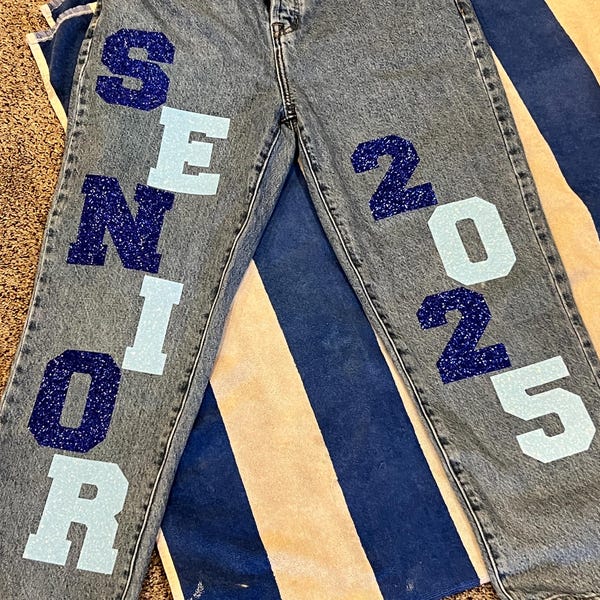 Senior Letters Iron-on Decals Sized for Jeans: DIY Graduation Outfit - Etsy