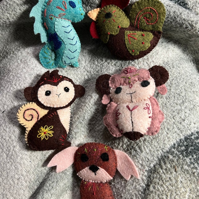 All 12 Chinese Zodiac Felt Animals Plush Sewing Patterns