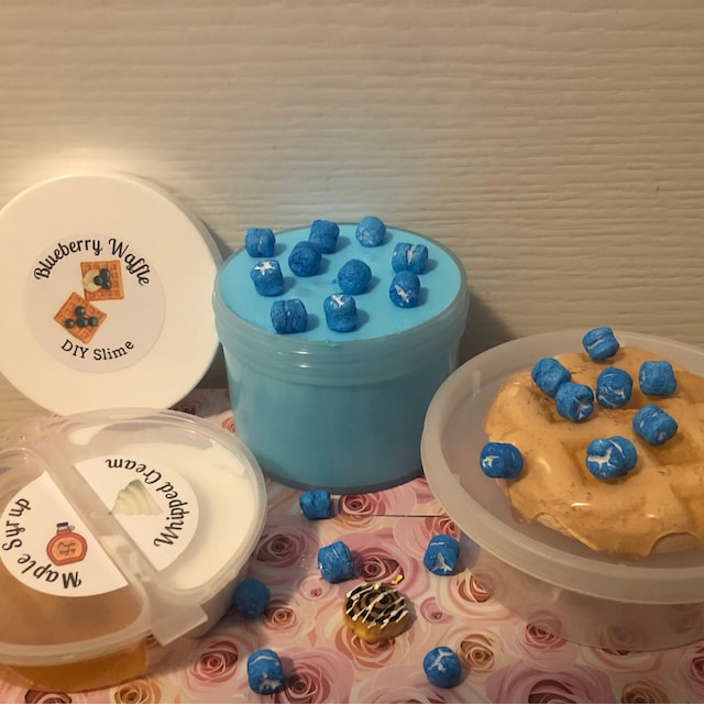 Blueberry Waffle DIY Clay Slime SET Fruit Scent Butter/fluffy Slime  W/extras Best Seller Slime Dessert/kawaii Slime Gift Kids Activity Craft 