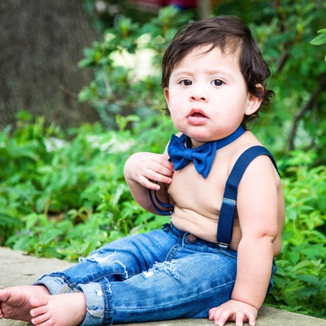 Cobalt Blue Bow Tie & Navy Suspenders for Groom Groomsmen Etsy