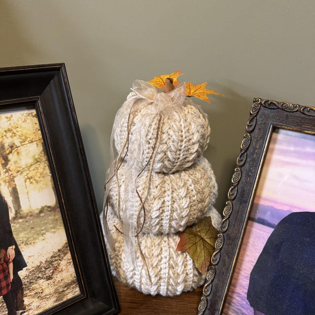 A customer's finished Wheat Stitch Pumpkin Spice Crochet Trio Pattern