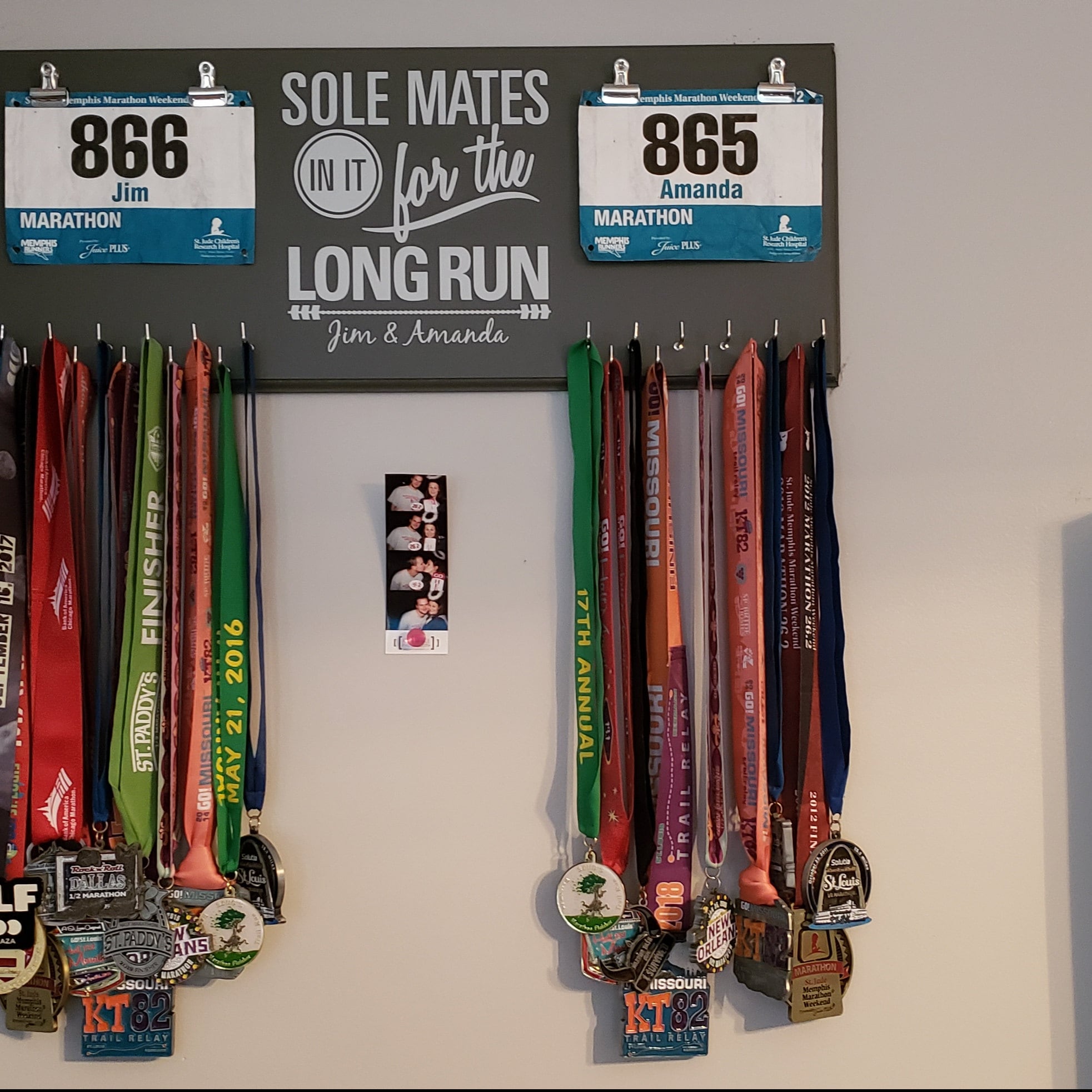 Couples Race Bib Medal Holder - Sole Mates Race MEDAL Bib Display - CUSTOMIZE Name Gift Idea Perfect Couples who Run