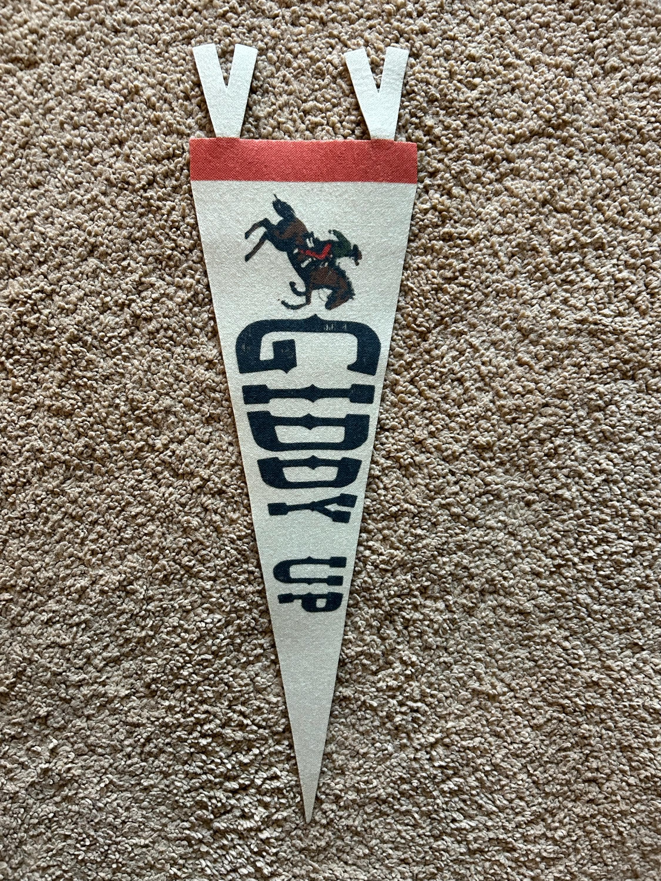 Giddy Up Felt Pennant | Vintage Wild West Cowboy Banner, Inspirational Kids Room Decor, Western Nursery Wall Art, Rustic Home Accent Gift.
