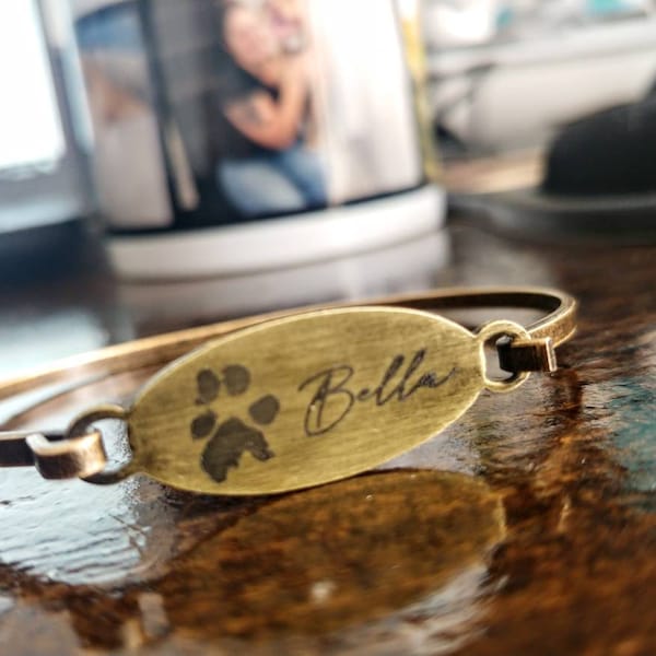 Paw Print Bracelet - Pet Memorial Bracelet, Actual Paw Print Jewelry ...