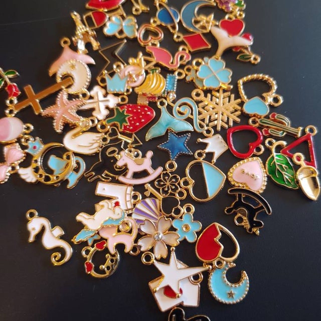 25pcs Mix gold metal enamel charms for earring fashion jewelry making charm  and pendants for bracelet dangle assorted mixed lot