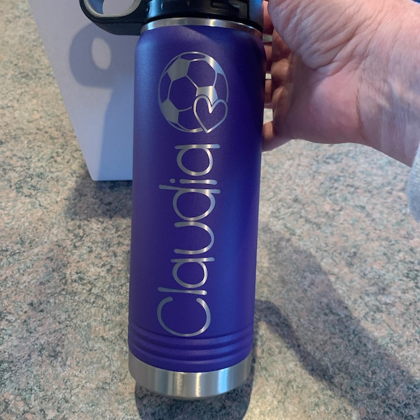 Personalized Soccer Water Bottle for Girls – Custom Name Kids Sports ...