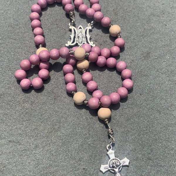 Ave Maria Miraculous Medal Rosary Center - Genuine Oxidized Silver ...