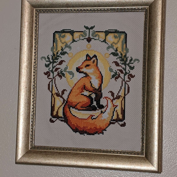 Art Nouveau Fox - Fancy Fox - Floral Arrangement - Forest Cross Stitch ...