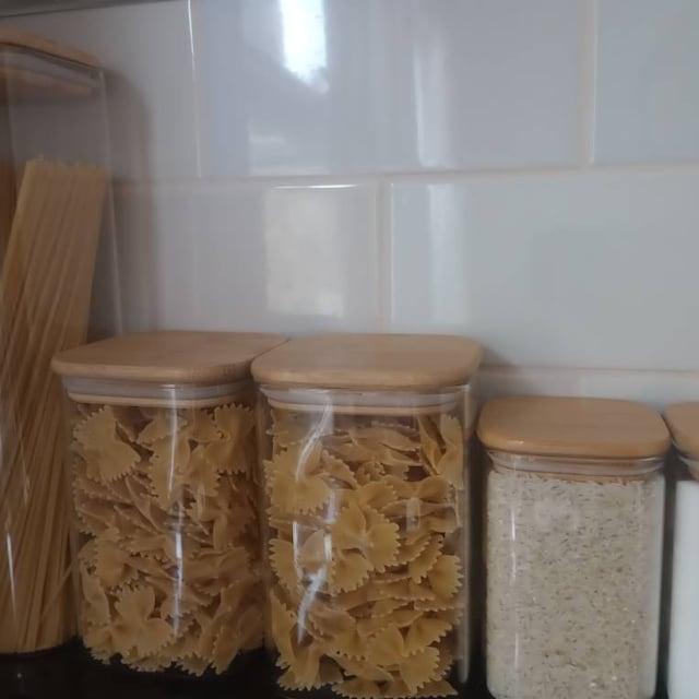 Color4day - Juego De 5 Tarros De Vidrio Con Tapas De Bambú, Apilables, Juego De Recipientes De Almacenamiento De Alimentos De Vidrio Con Tapa Hermética Para Cocina, Organización Y Almacenamiento De