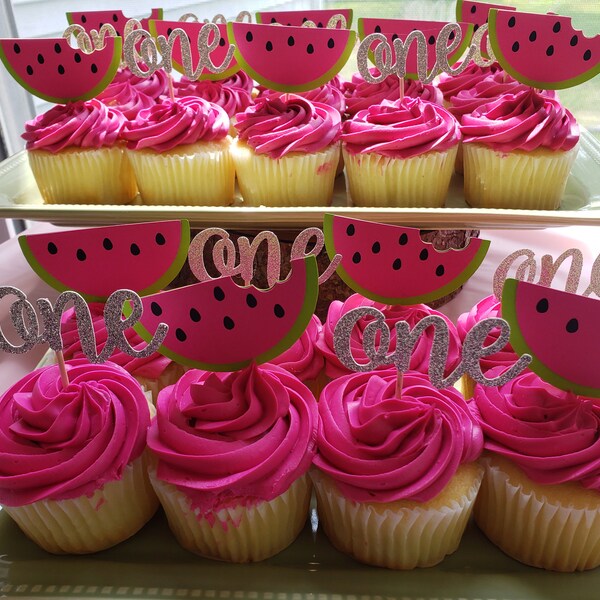 ONE Cupcake Topper - Number Cupcake Topper - First Birthday Cupcake ...