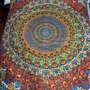 Grateful Dead Tapestry Bear Mandala Dancing Bears Psychedelic 3D Cotton Wall Hanging Large Etsy UK