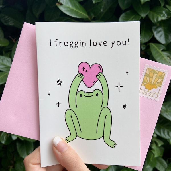 Anniversary Friendship Frog Card - I Froggin Love You - Cute Froggy ...