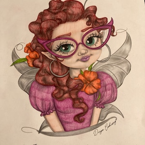 Chiquita Grayscale Coloring Page Llustration Cute Fairy Elf - Etsy