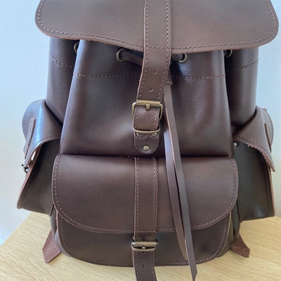 Deep Brown Leather Backpack Leather Rucksack Backpack Women - Etsy