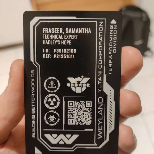 yutakayyns　他の方は購入ご遠慮ください Personalised Weyland Yutani Access ID Laser Engraved Aluminium