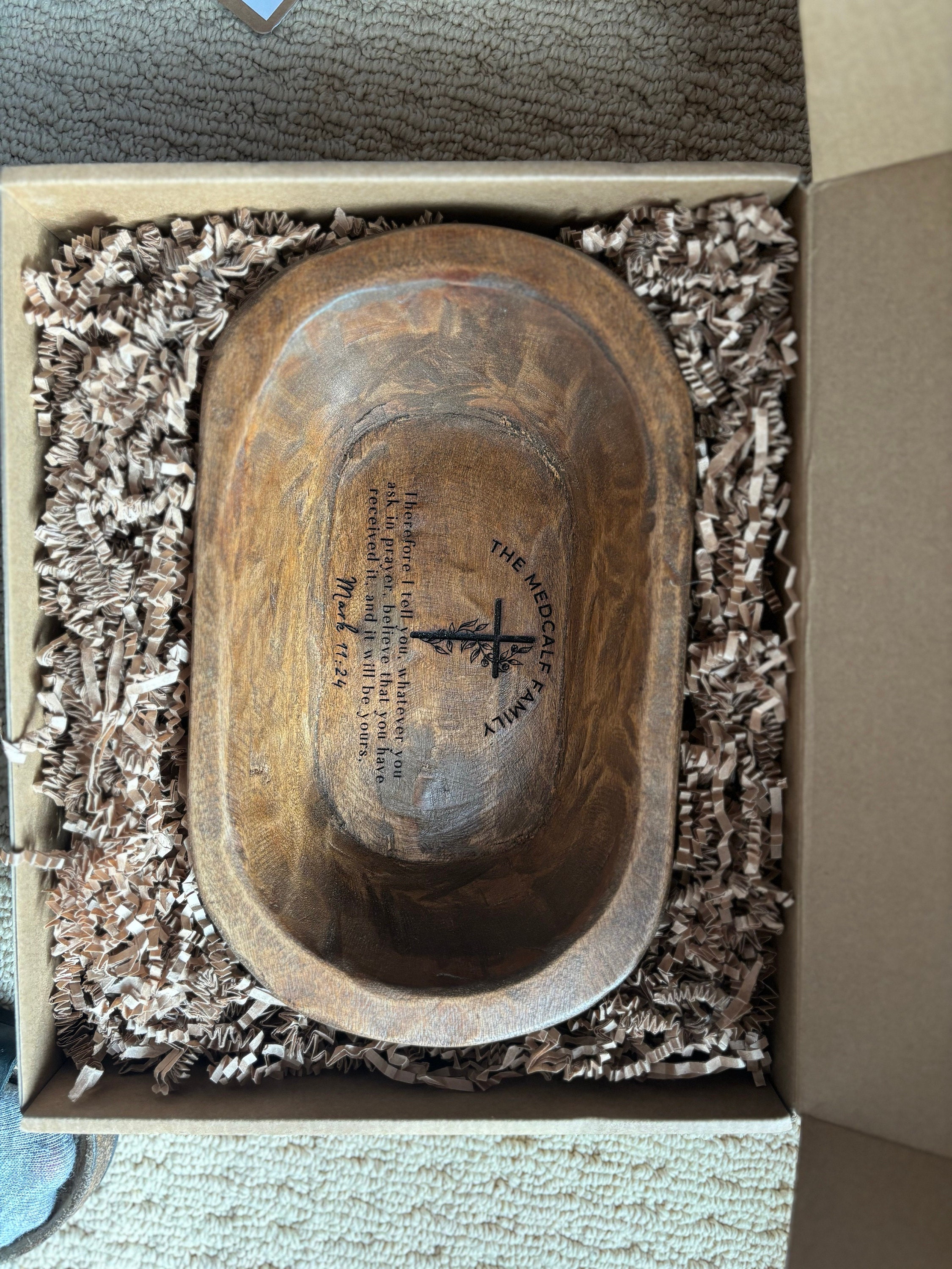 Mark 11 Personalized Small Prayer Bowl | Dough Bowl | wood prayer bowl | Custom Prayer Bowl | Rustic Catch All Tray | Personalized Gift