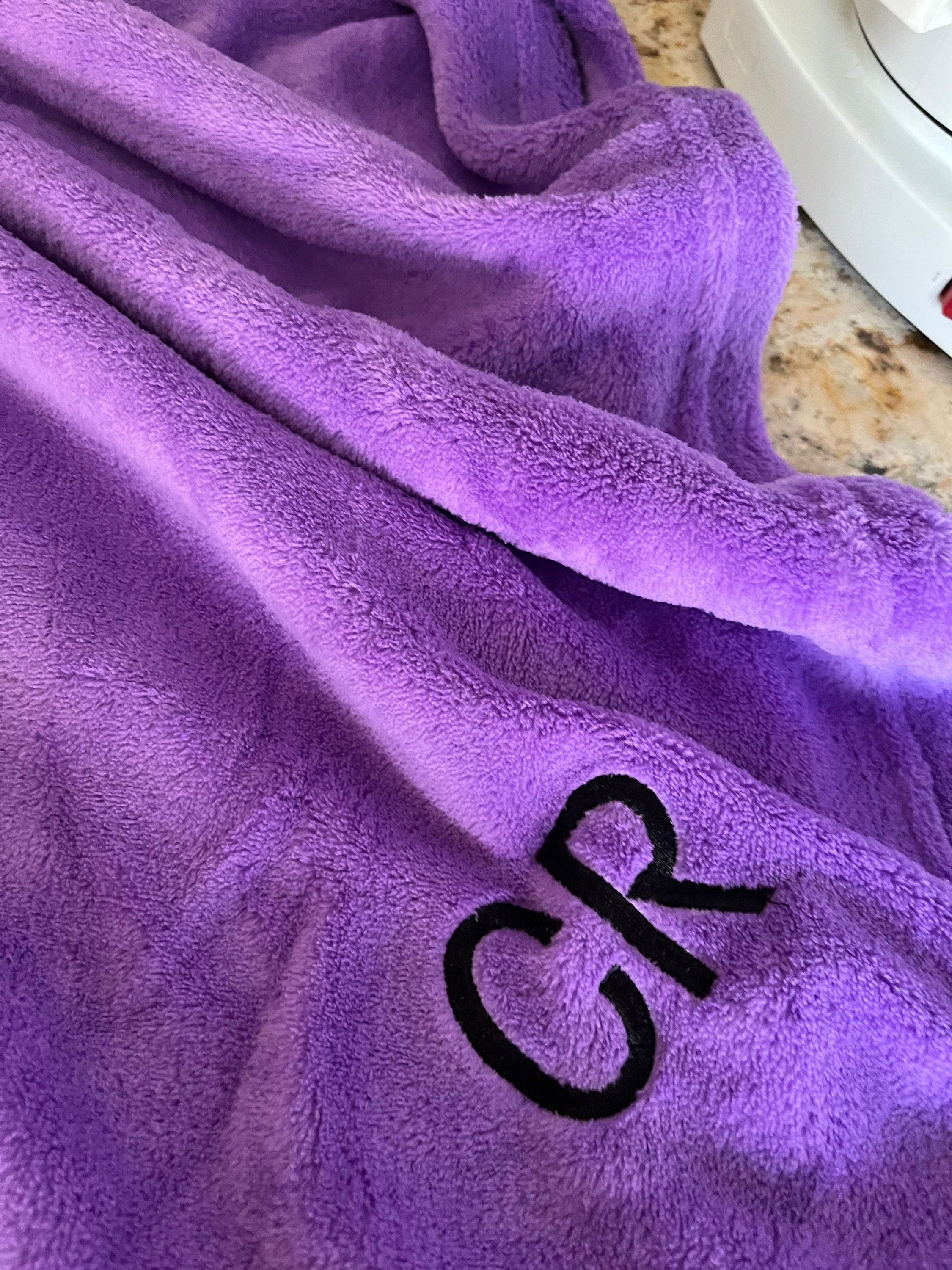 Monogrammed Plush Fleece Blanket Throw - Several Colors - Personalized Customized Gift Embroidered