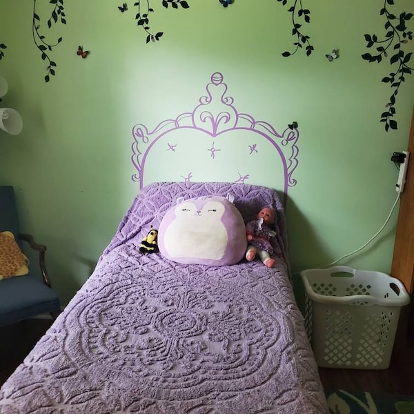 French Headboard Vinyl Wall Decal - Kids Room Bed Frame Art - Etsy