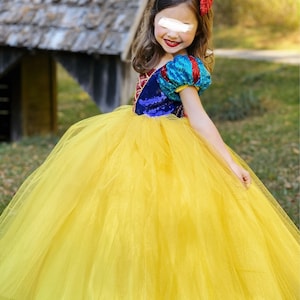 Snow White Costume, Snow White Birthday Dress, Party Gown, Yellow Skirted  Dress 