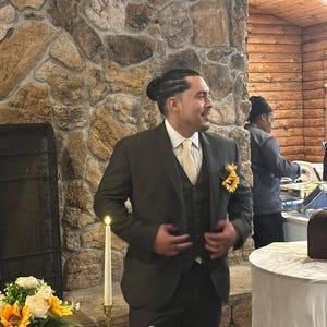 Custom Burnt Orange Wedding Suit | Personalized Men's Slim Fit Three-Piece Suit | Autumn Groom or Groomsman Attire