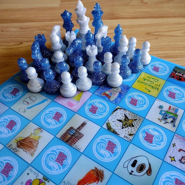 12-inch Rainbow Resin Chess Set – Handmade Kids’ Game - Etsy