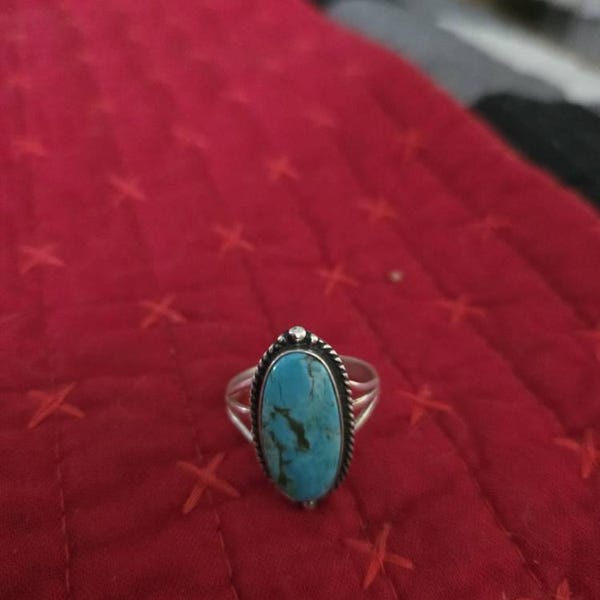 Kingman Turquoise Sterling Silver Ring - Southwest Boho Gemstone - Etsy