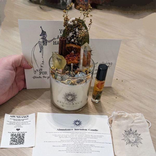 Abundance Intention Candle Packed With Crystals, Herbs and Flowers ...