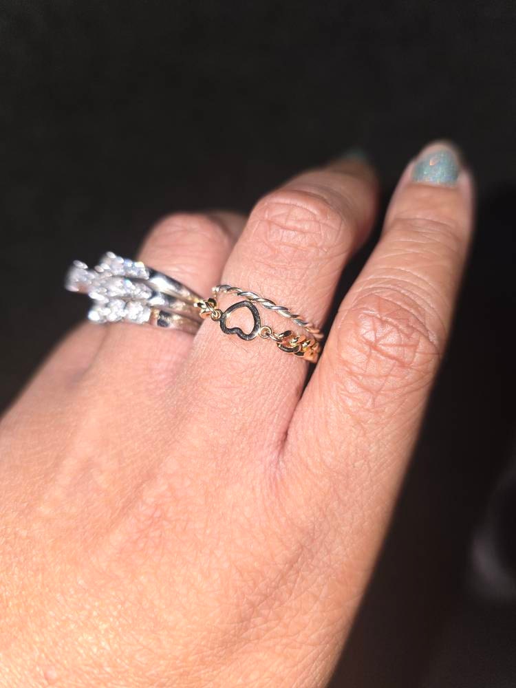 Bold Heart chain ring permanent gold chain ring minimalist dainty simple gold rings best gift for her