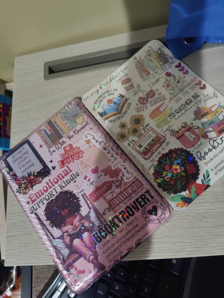Kindle Insert Kindle Srickers Black Girl E-Reader Holographic Insert Kindle Glitter Cardstock Decor Bookish Accessories Gift for Book Lover