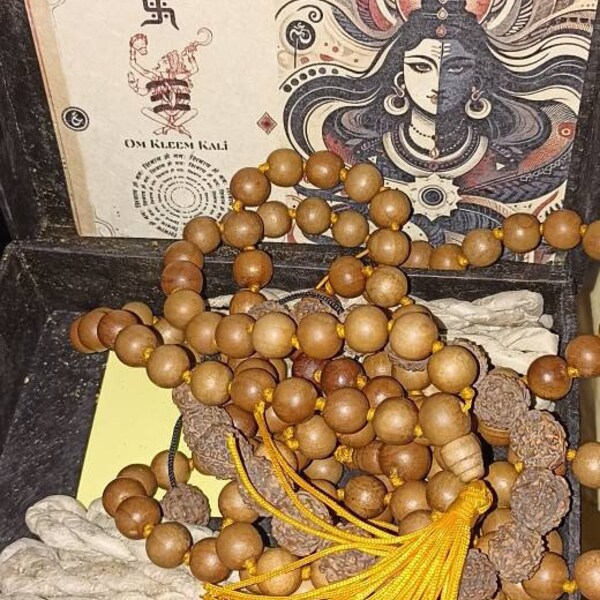 Om Namah Shivay Rudraksha 108ct 6mm Tibetan Prayer Beads Mala Rosary