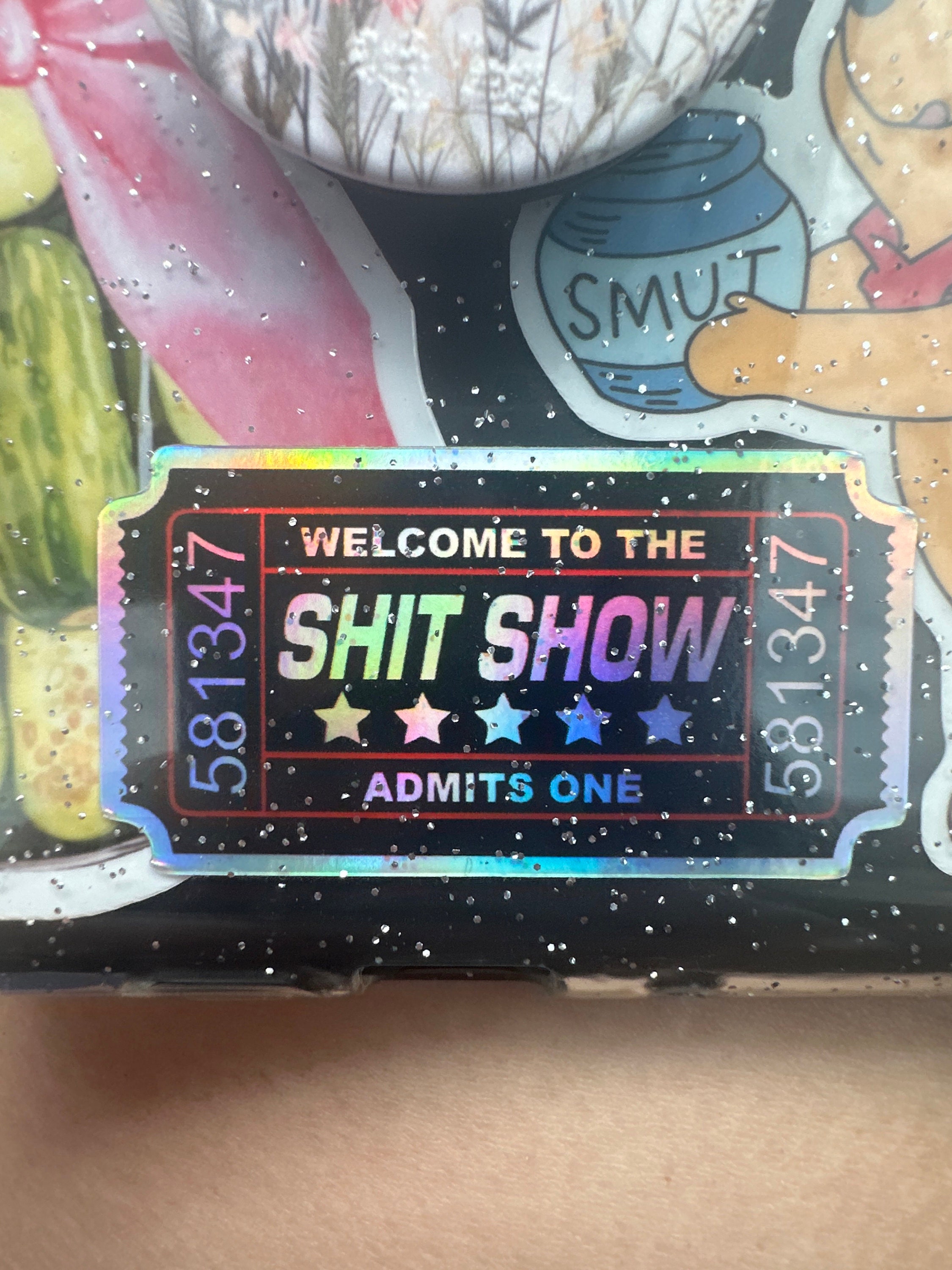 Shit Show Ticket, Hard Hat, Laptop, Water Bottle, Cooler,  Funny, Sticker Decal ,Cute ,Vinyl