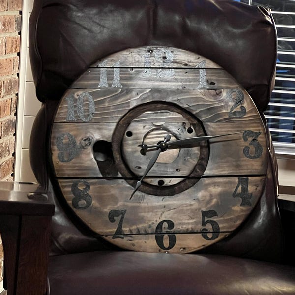 Rustic Farmhouse Spool Wall Clock – 20