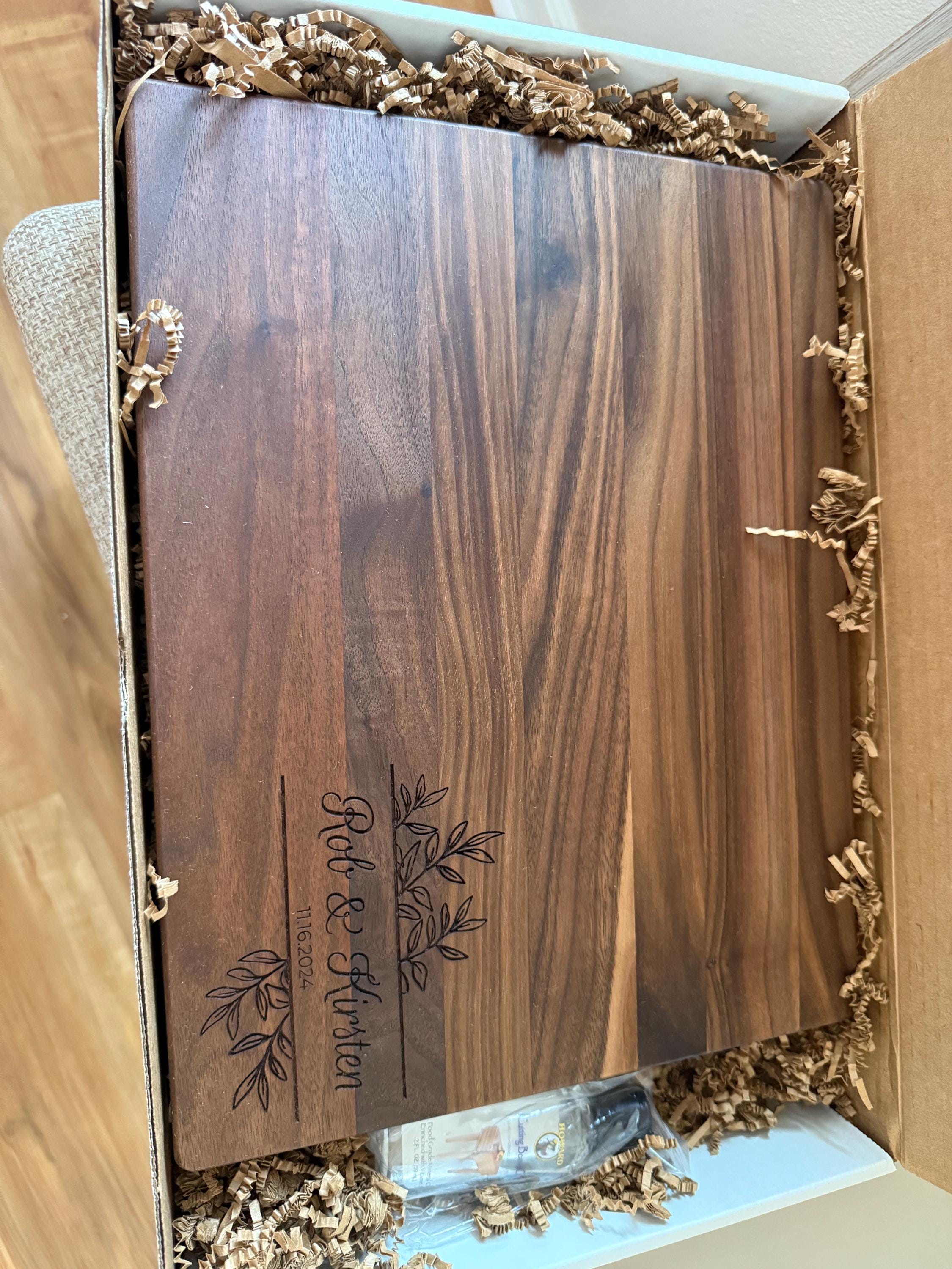 Wood Cutting Board, Personalized Cutting Board, Floral Engagement Gift For Couple, Personalized Charcuterie Board, Engraved Wedding