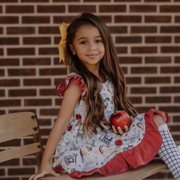 Girls Easter Dress in Dusty Blue Floral