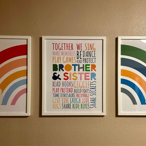 Set of 3 Playroom Prints, Brother Sister Bedroom Prints, Sibling Prints ...