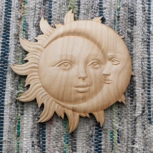 Sun and Moon Face Wood Plaque, Laser Cut and Engraved Wood Shapes ...