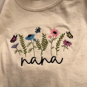 Floral Nana Embroidery Design, Nana Wildflower Embroidery, Floral