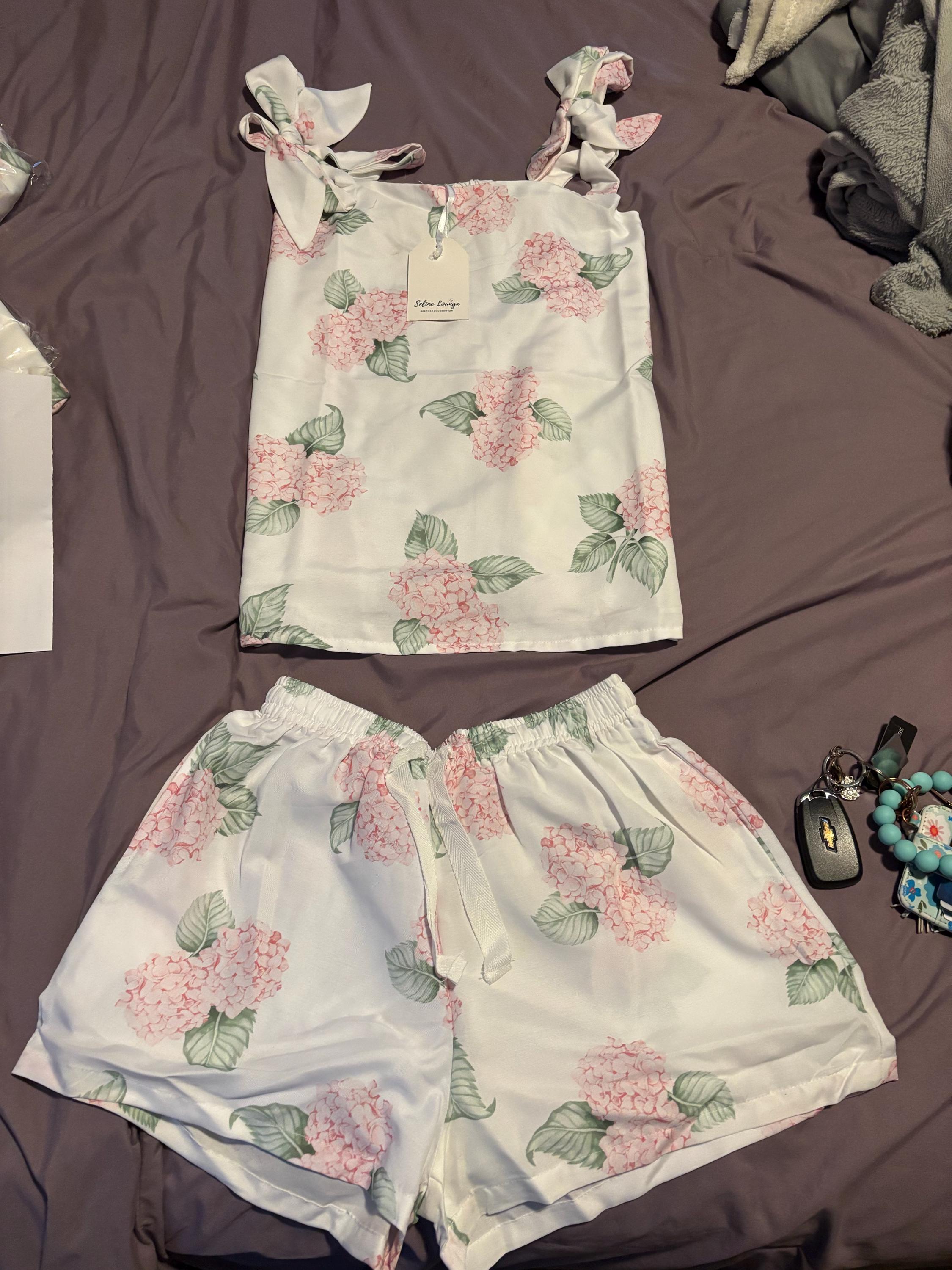 Hydrangea Floral Bridesmaid Pajamas Something Blue Bachelorette Party Theme PJs Bridesmaid Proposal Bridesmaid Getting Ready Outfit
