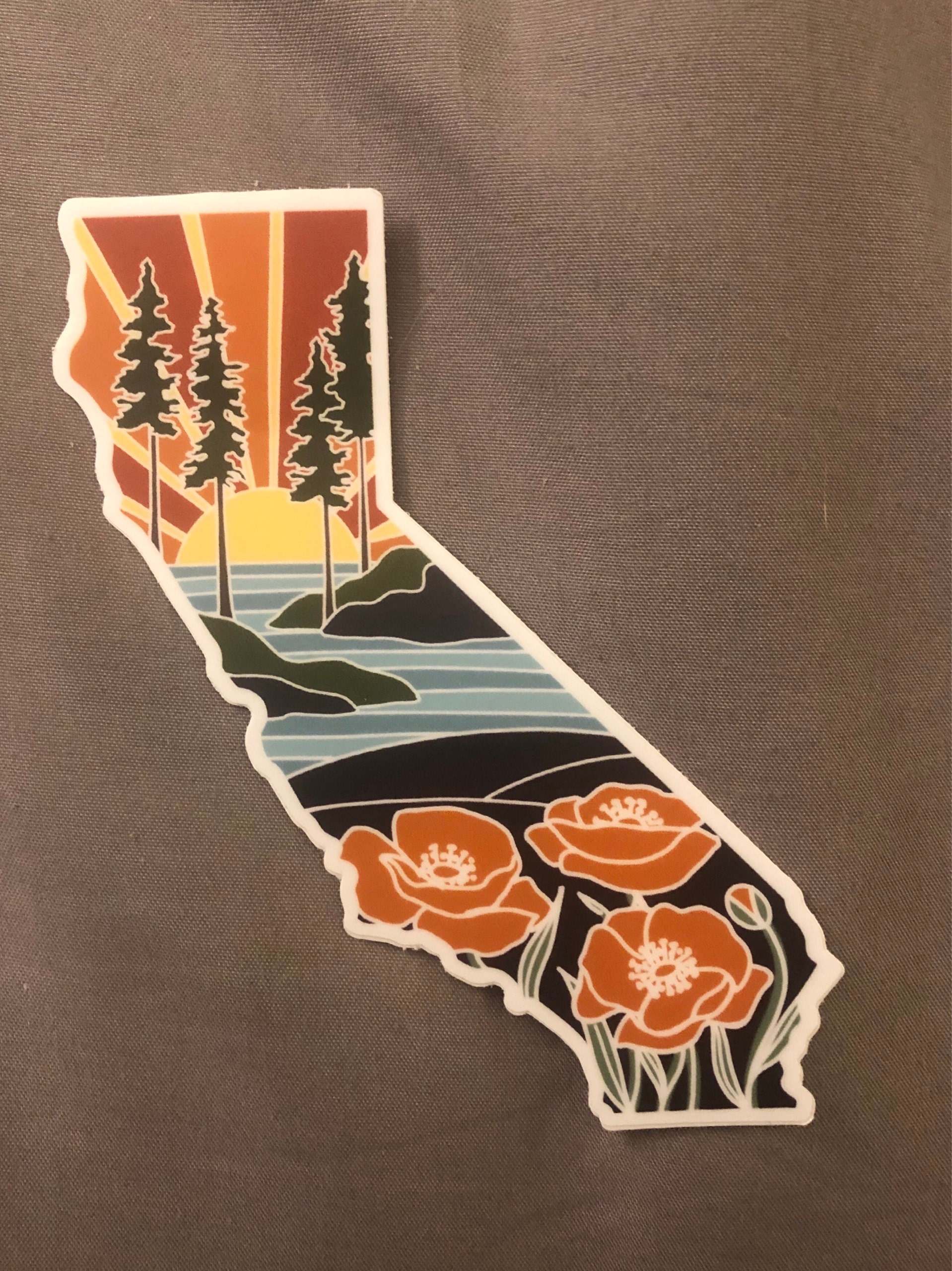 California Poppy Durable Sticker | High Quality Bumper Sticker | United States Vinyl Decal | Weatherproof Sticker | 3&quot;