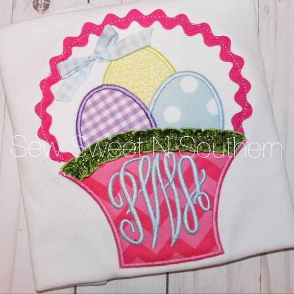 Machine Embroidery Design Applique Easter Basket With Trim INSTANT ...