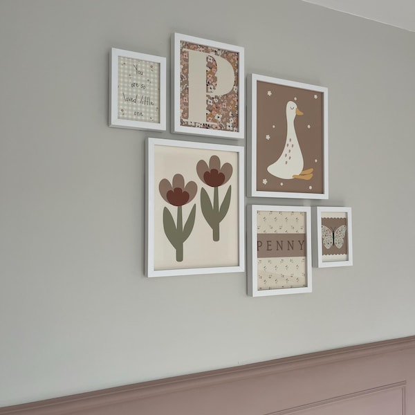 Set of Girls Dusty Pink and Sage Green Gallery Wall Prints for a Girls ...