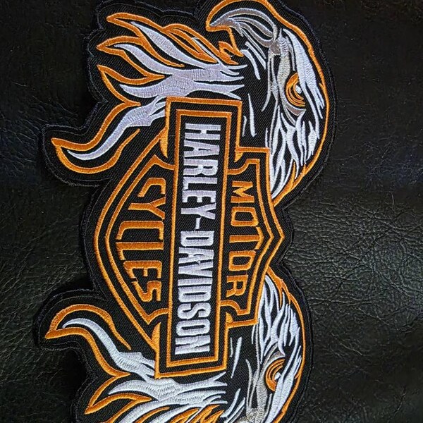 Harley Davidson Orange Double Eagle Embroidery Patch Set With Top ...
