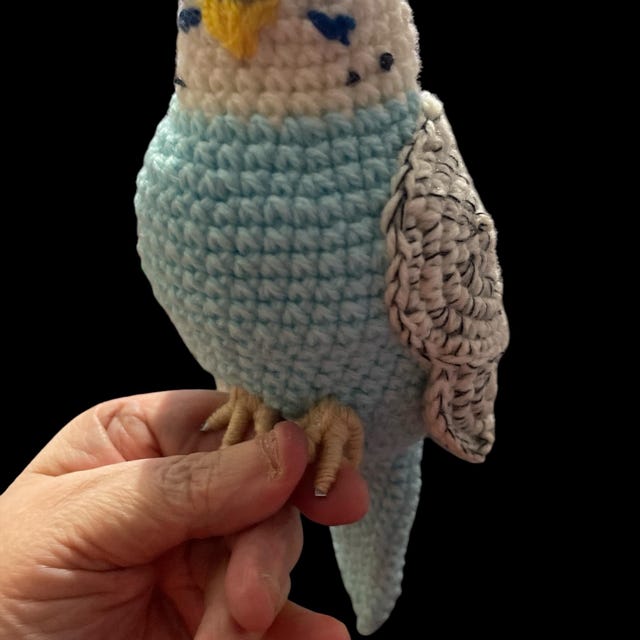 かぎ針編みのセキセイインコのパターン、編みぐるみの鳥のPDF