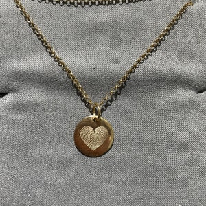 Personalised Engraved Round Fingerprint Heart Charm Necklace - Etsy