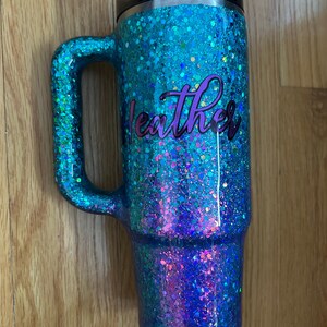 Purple Teal Glitter 40 Oz Glitter Tumbler With Handle | Stanley - Etsy